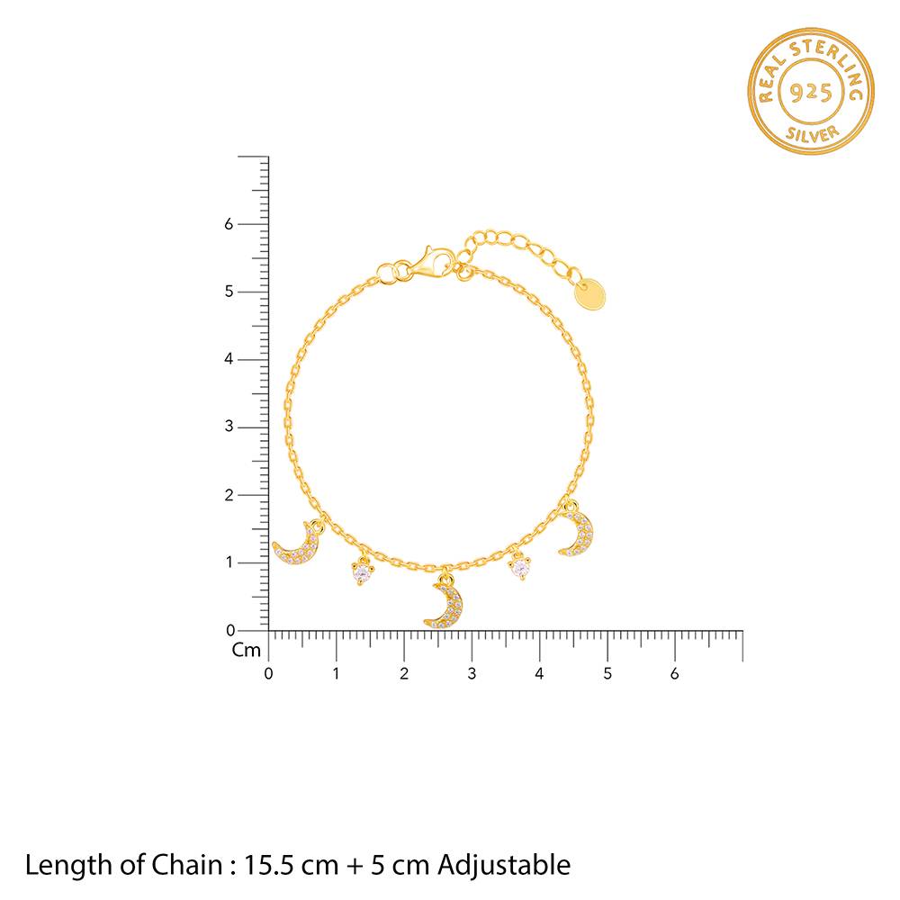 Giva 925 Silver Golden Crescent Zircon Bracelet, Adjustable : BR01005