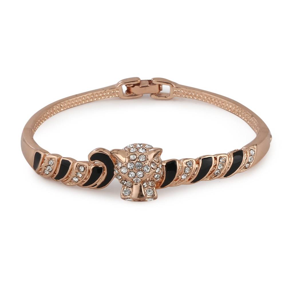 Estele Rose Gold Plated Kada Bracelet With Enamel & White Austrian Crystal For Girls & Women : 101721BR