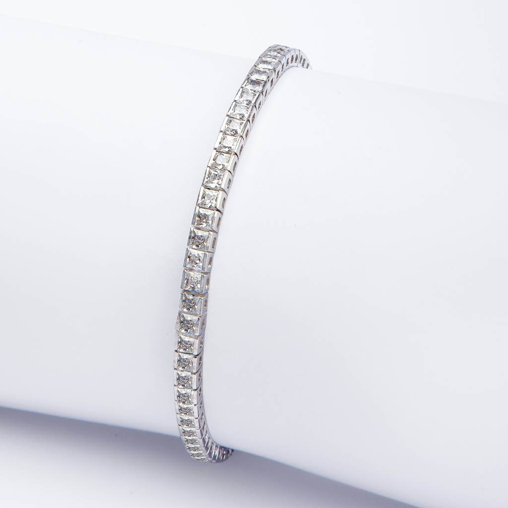 925 Pure Silver Tennis Chunky Bracelet |Moissanite Statement Bracelet : BR1047