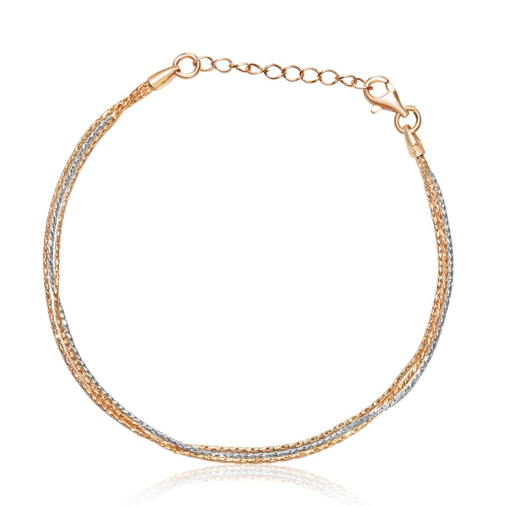 925 Pure Silver Rose Gold Chain Bracelet : BR1051
