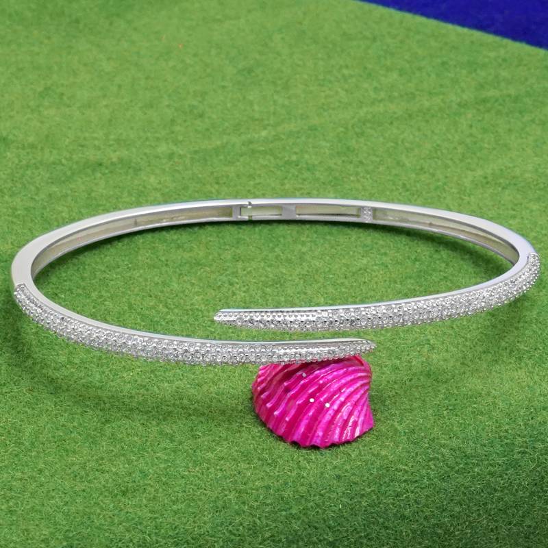 925 Pure Sterling Silver Stone-Studded Bracelet | Halo Silver Bracelet/Bangle : BR1054