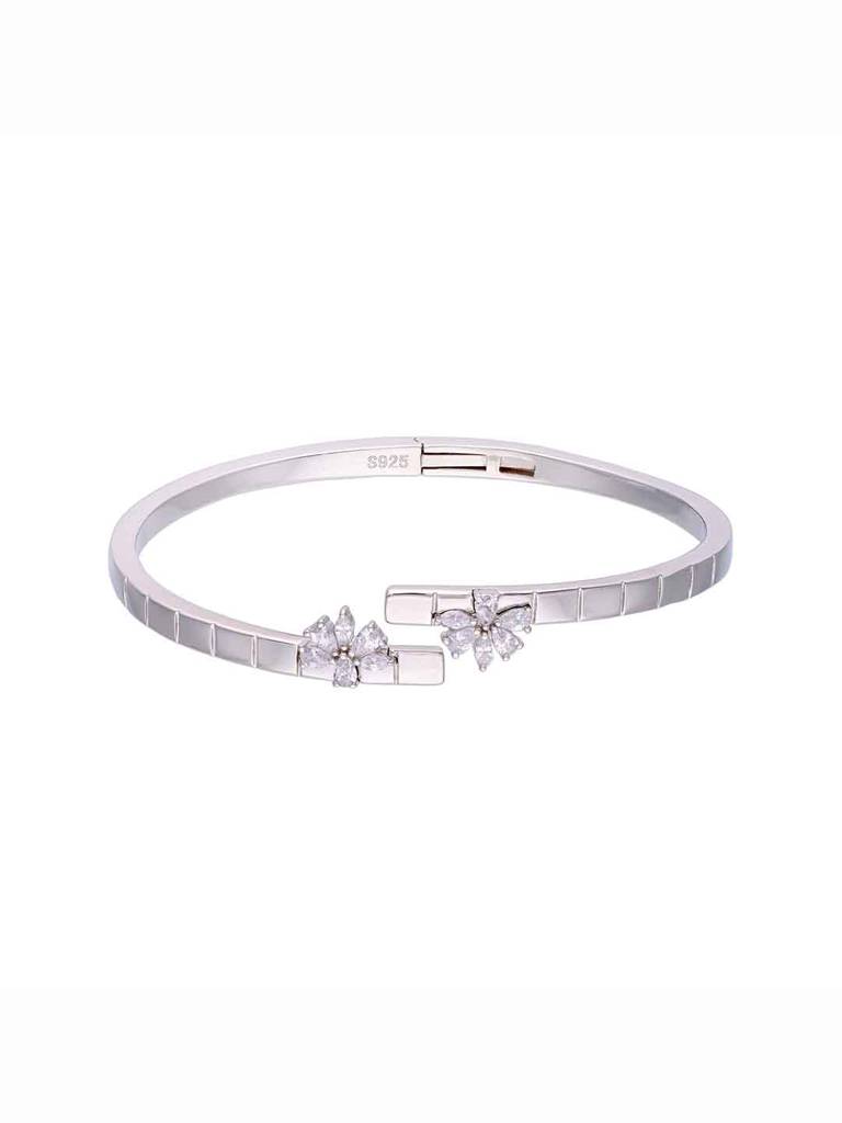 Stylish Floral Cut Zircon Bangle Bracelet : BRBN109-S-NA