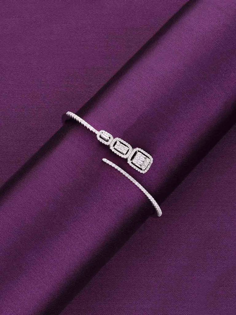 Bold Baguettes Zircon Bangle Bracelet : BRBN113-S-NA