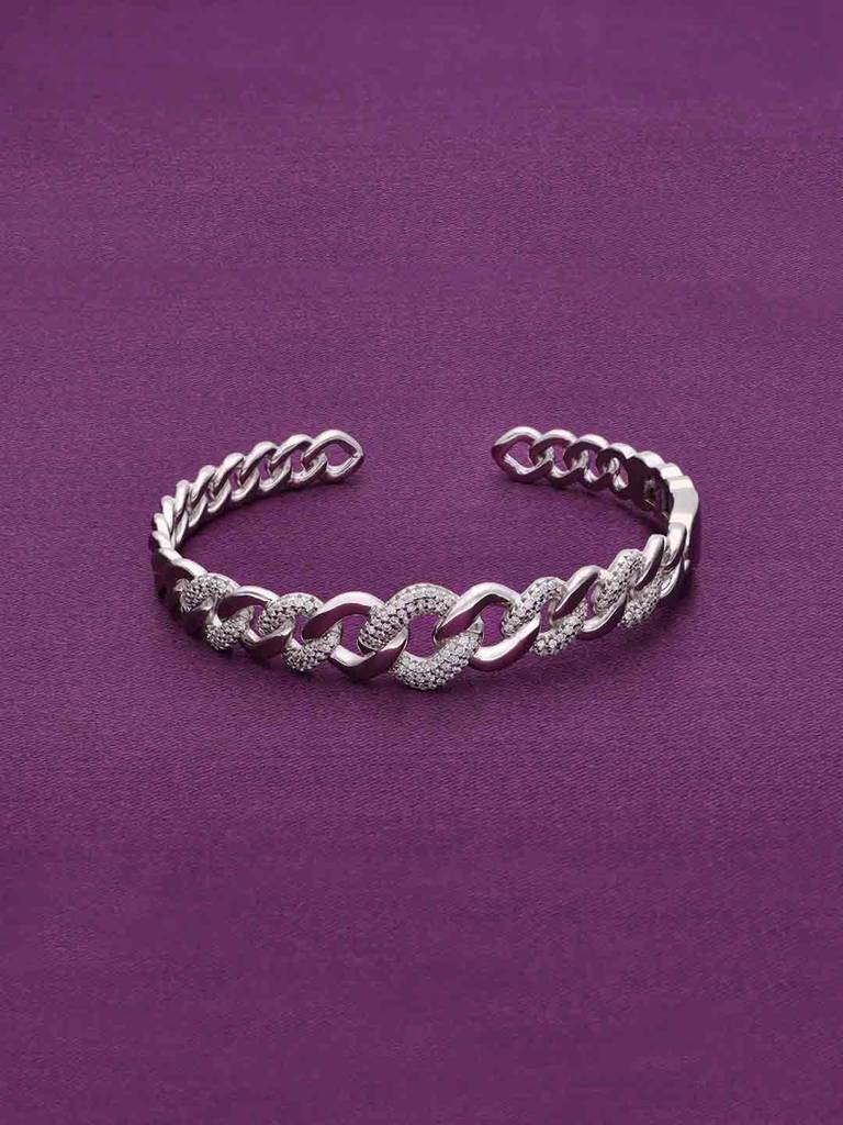 Stunning Zircon Linked Chains Bangle Bracelet : BRBN115-S-NA