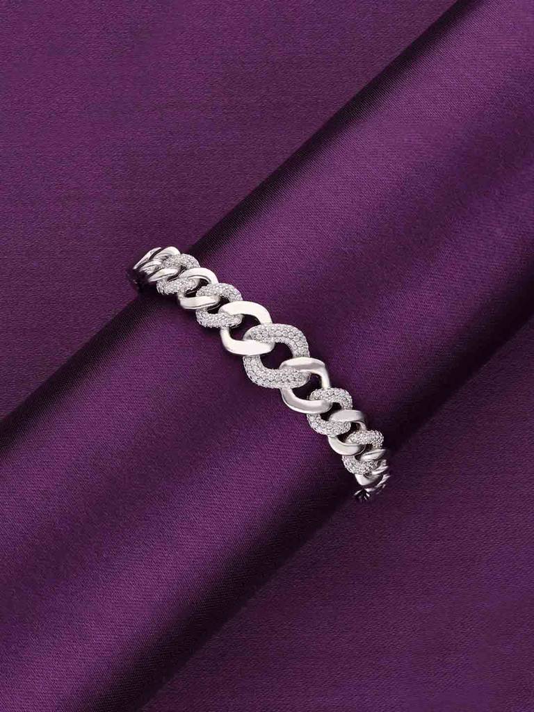 Stunning Zircon Linked Chains Bangle Bracelet : BRBN115-S-NA