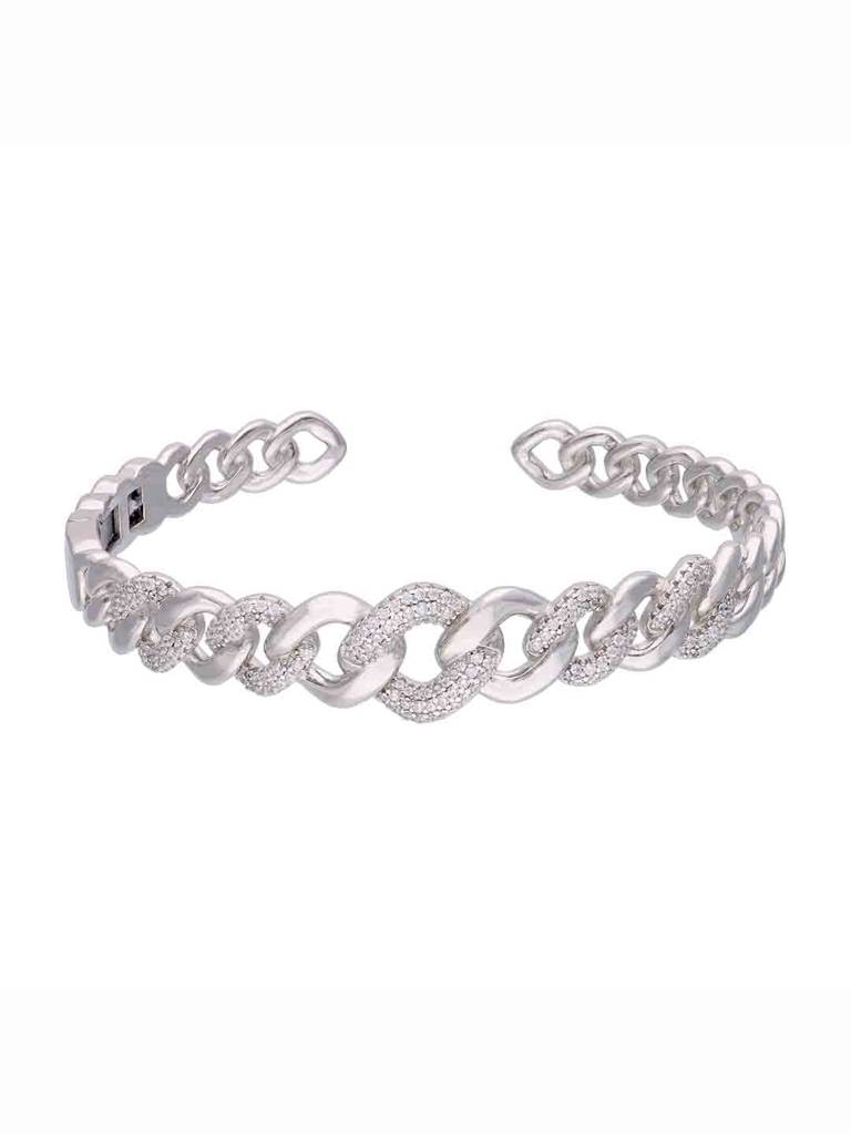 Stunning Zircon Linked Chains Bangle Bracelet : BRBN115-S-NA