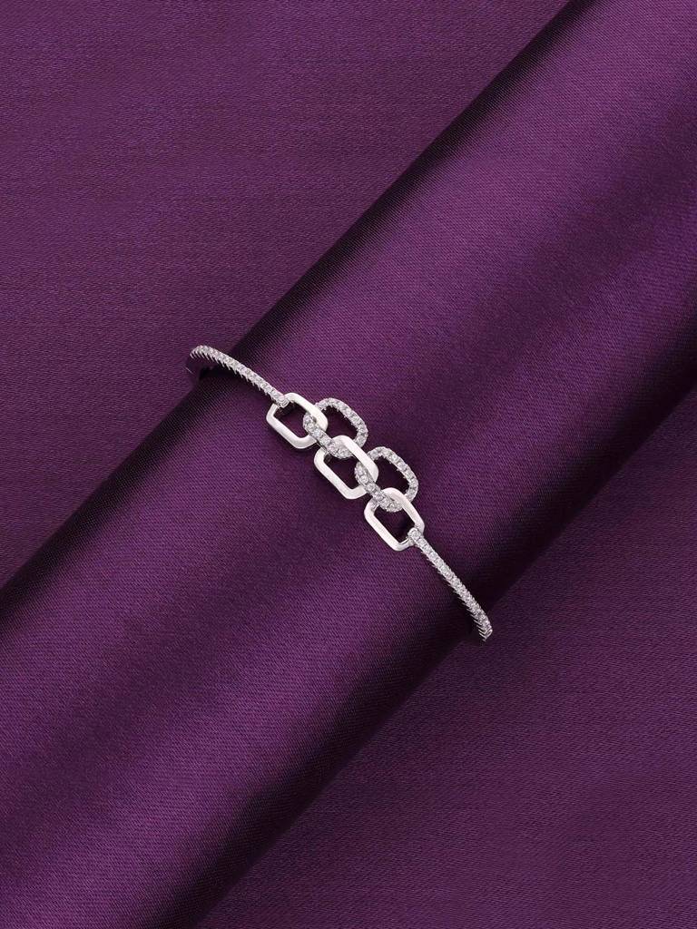 Stunning Intertwined Chain Bangle Bracelet : BRBN121-S-NA
