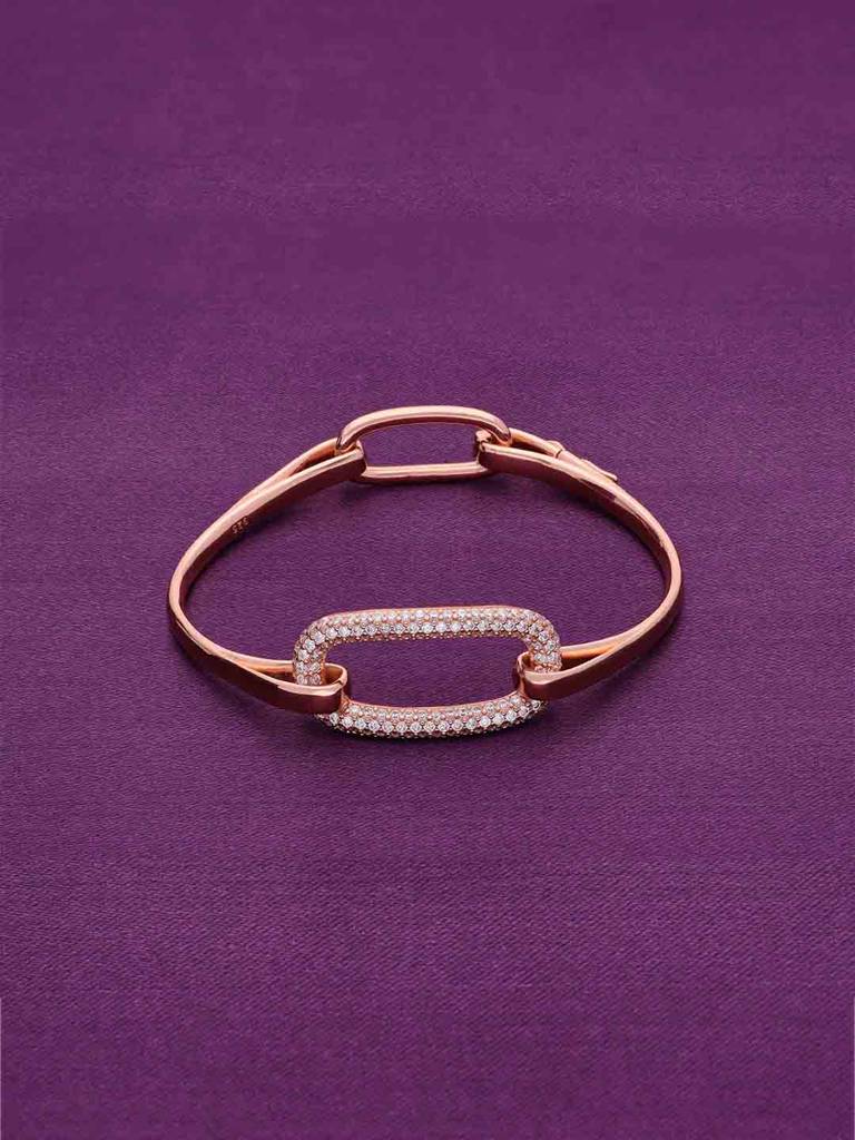Sliding Ring Chain Rose Gold Bangle Bracelet : BRBN47-RG-NA
