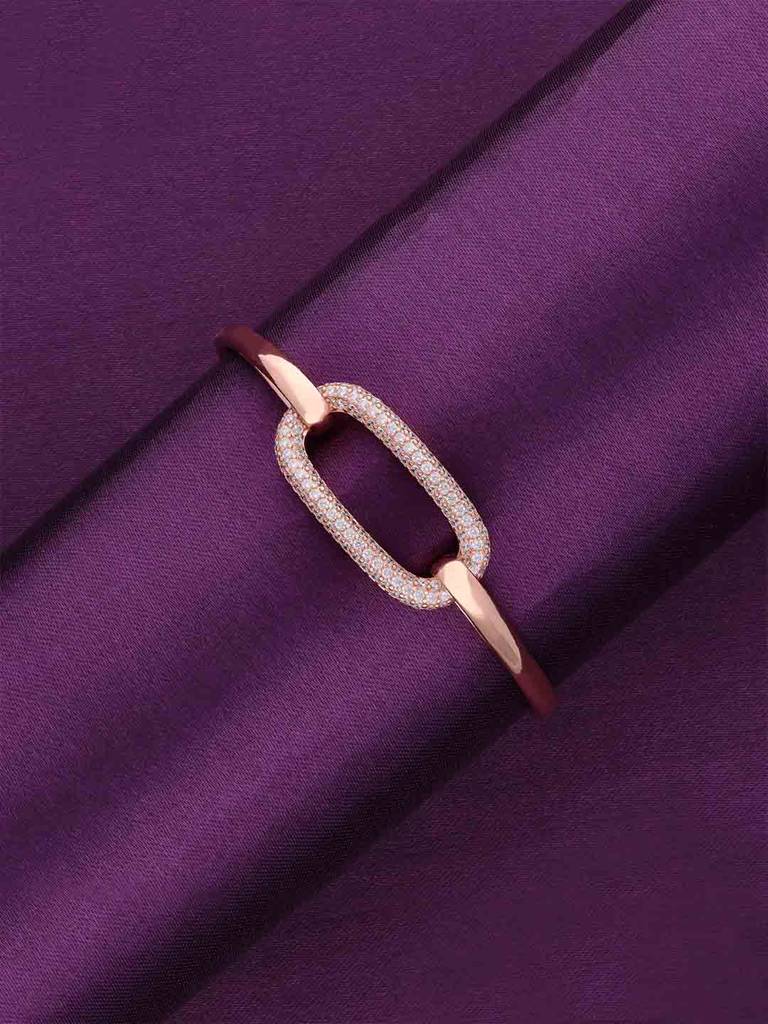 Sliding Ring Chain Rose Gold Bangle Bracelet : BRBN47-RG-NA