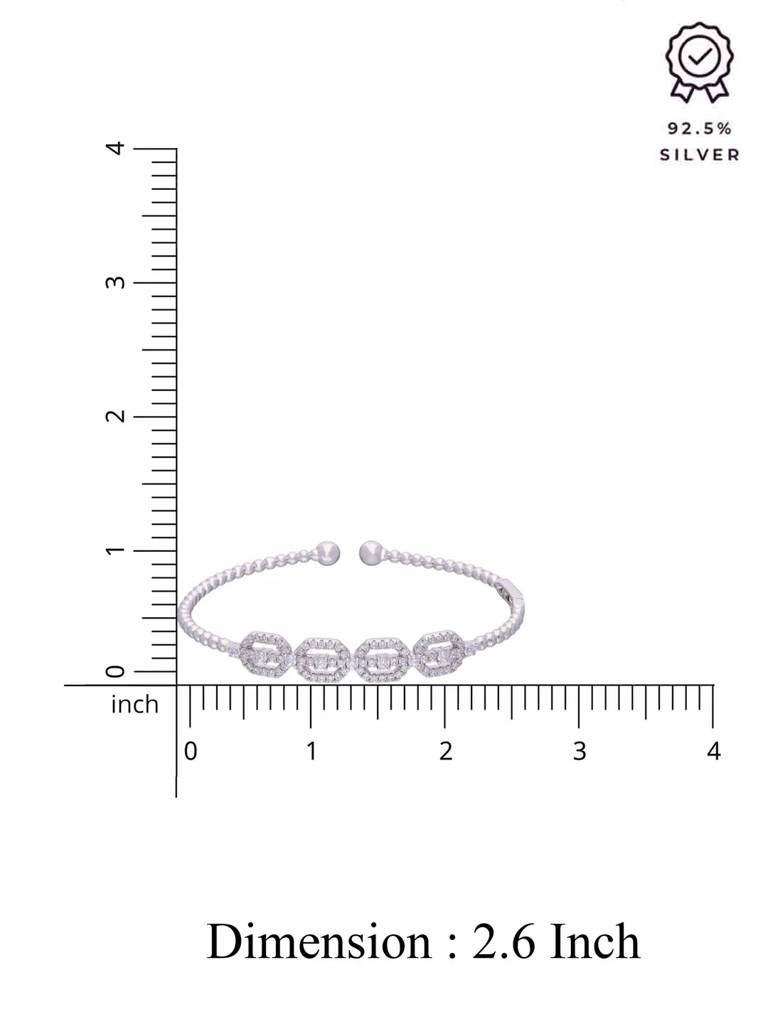 Shimmering Zirconia Sequence Silver Bangle Bracelet : BRBN65-S-NA
