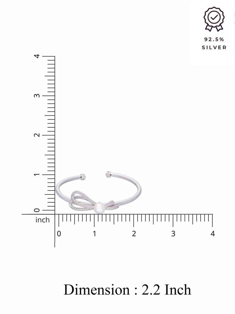 Ribboned Diamante Pearl Silver Bracelet : BRBN66-S-NA