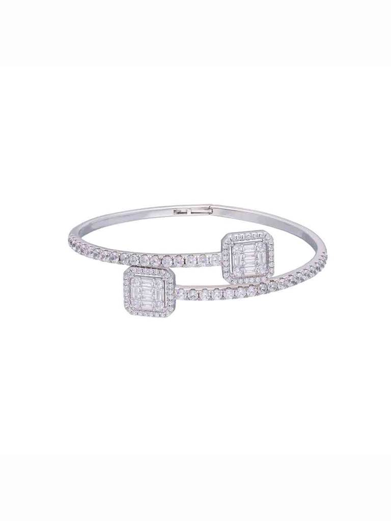 Crystal Baguettes Silver Bangle Bracelet : BRBN67-S-NA