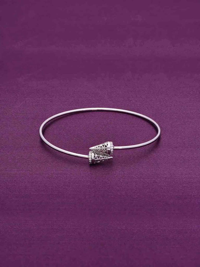 Twin Pyramids Silver Bangle Bracelet : BRBN72-S-NA