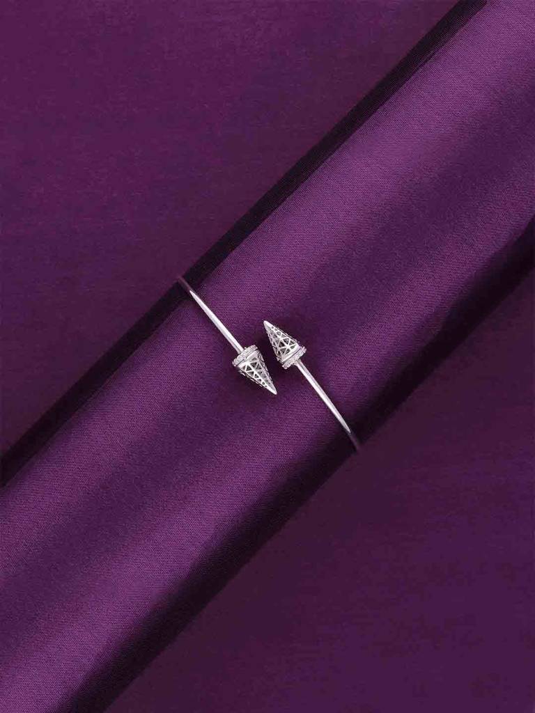 Twin Pyramids Silver Bangle Bracelet : BRBN72-S-NA