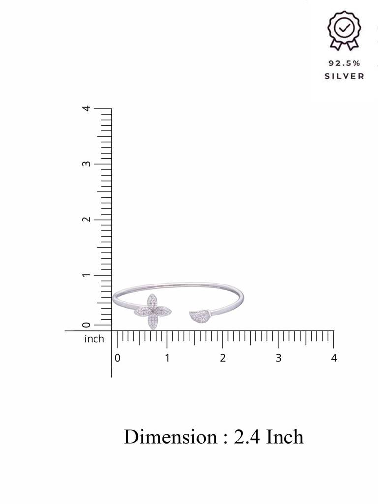Blossoming Blooms Zircon Silver Bangle Bracelet : BRBN74-S-NA