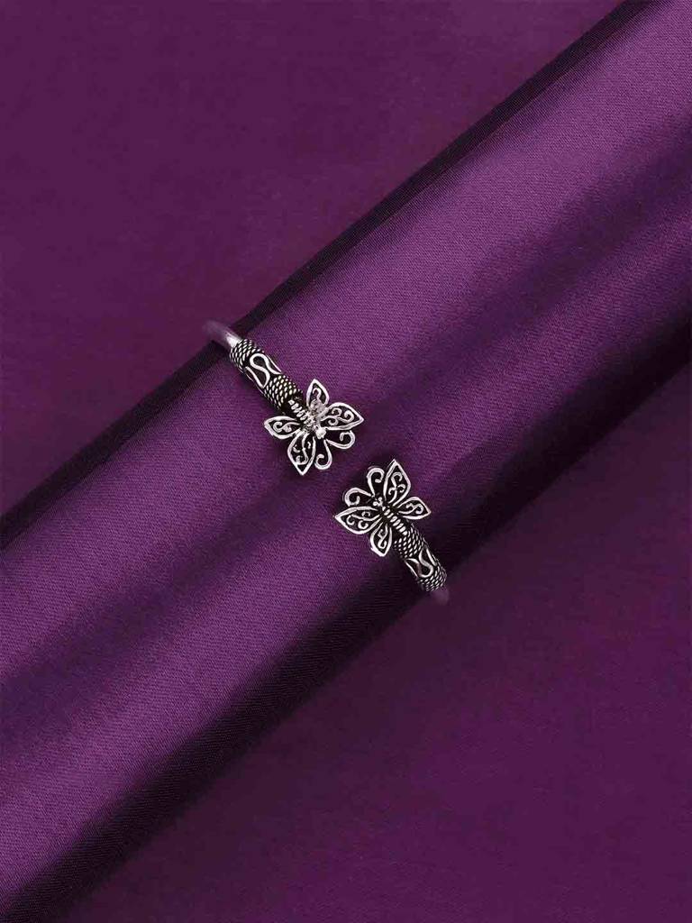 Butterfly Pair Silver Bangle Bracelet : BRBN84-S-NA