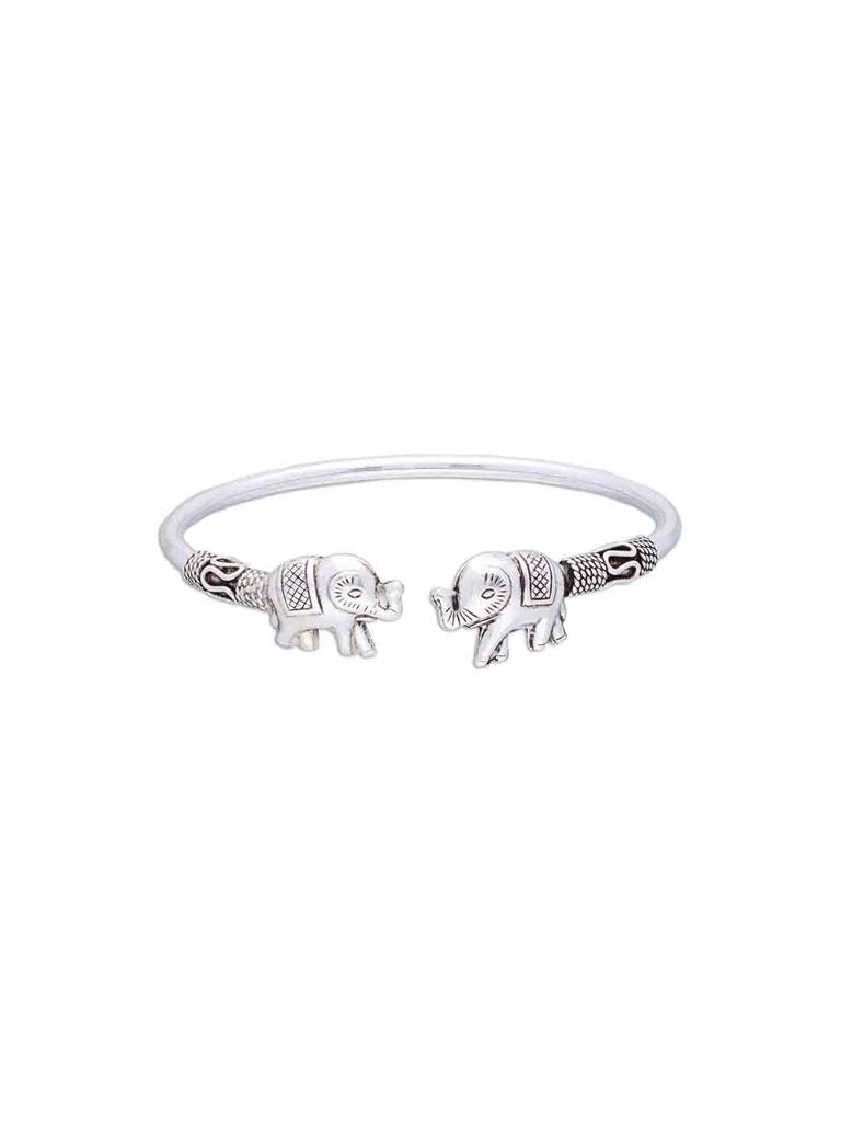 Enigmatic Elephant Silver Bangle Bracelet : BRBN89-S-NA