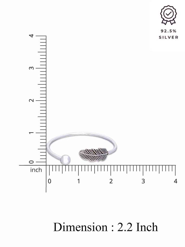 Solitaire Leaf Silver Bangle Bracelet : BRBN90-S-NA