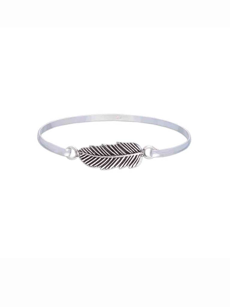 Lustred Leaf Silver Bangle Bracelet : BRBN91-S-NA