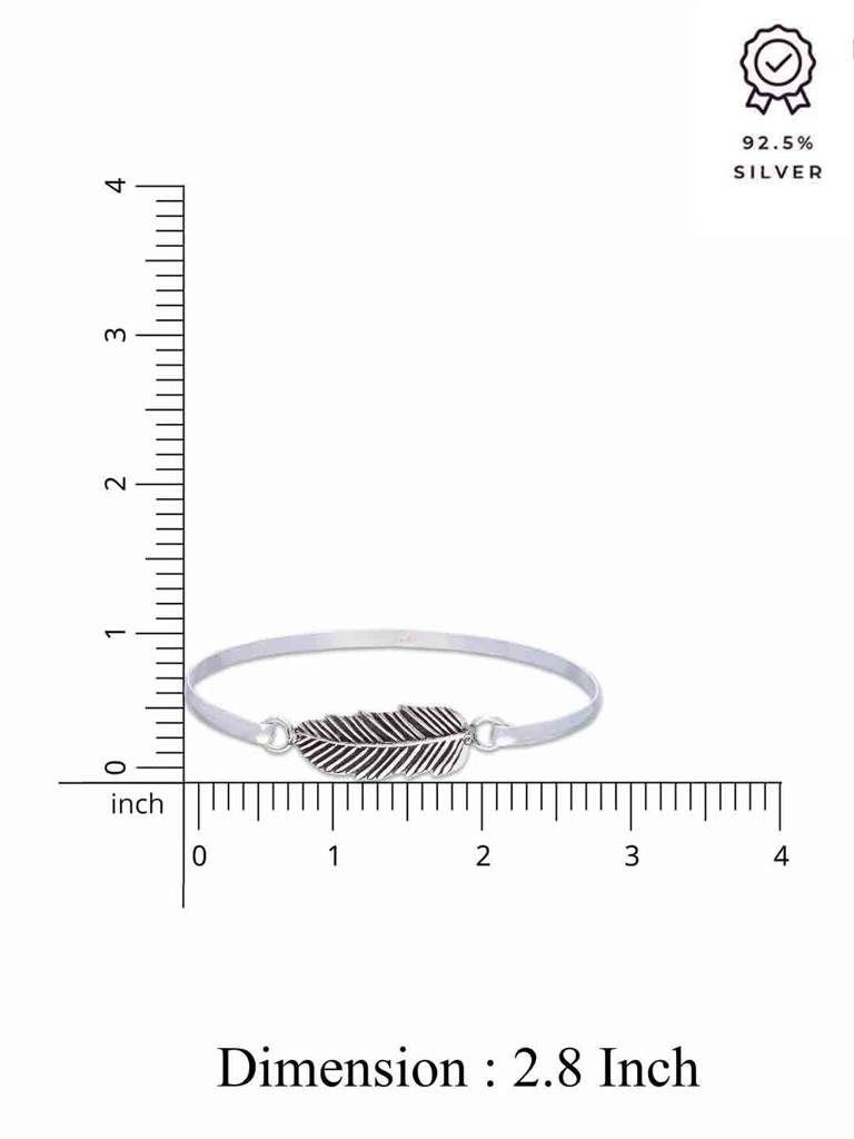 Lustred Leaf Silver Bangle Bracelet : BRBN91-S-NA