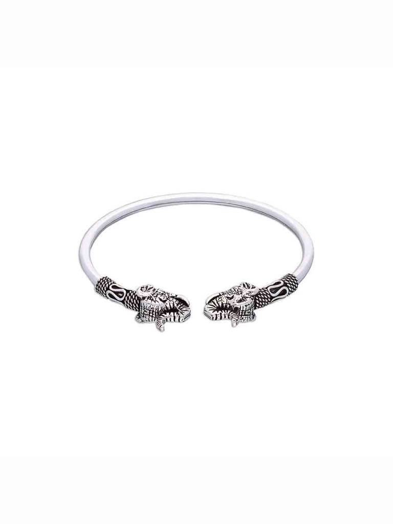 Authentic Elephants Oxidized Silver Bangle Bracelet : BRBN94-S-NA