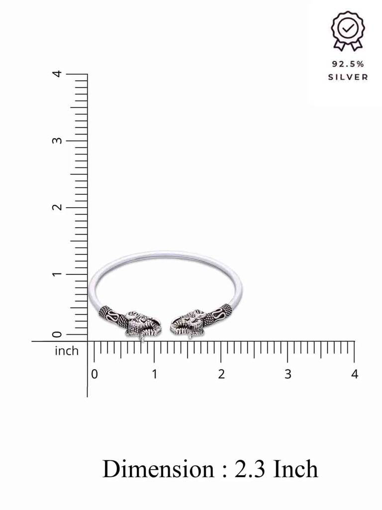 Authentic Elephants Oxidized Silver Bangle Bracelet : BRBN94-S-NA