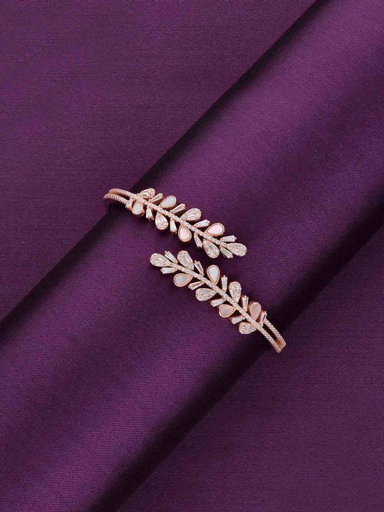 Lacy Leaves Rose Gold Bangle Bracelet : BRBN99-RG-NA