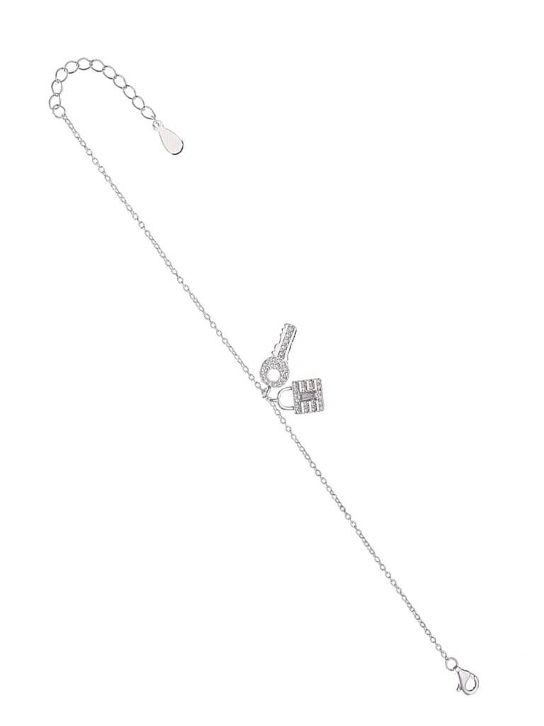 Sterling Silver Lock & Key Charm Bracelet : BRCH13-S-NA