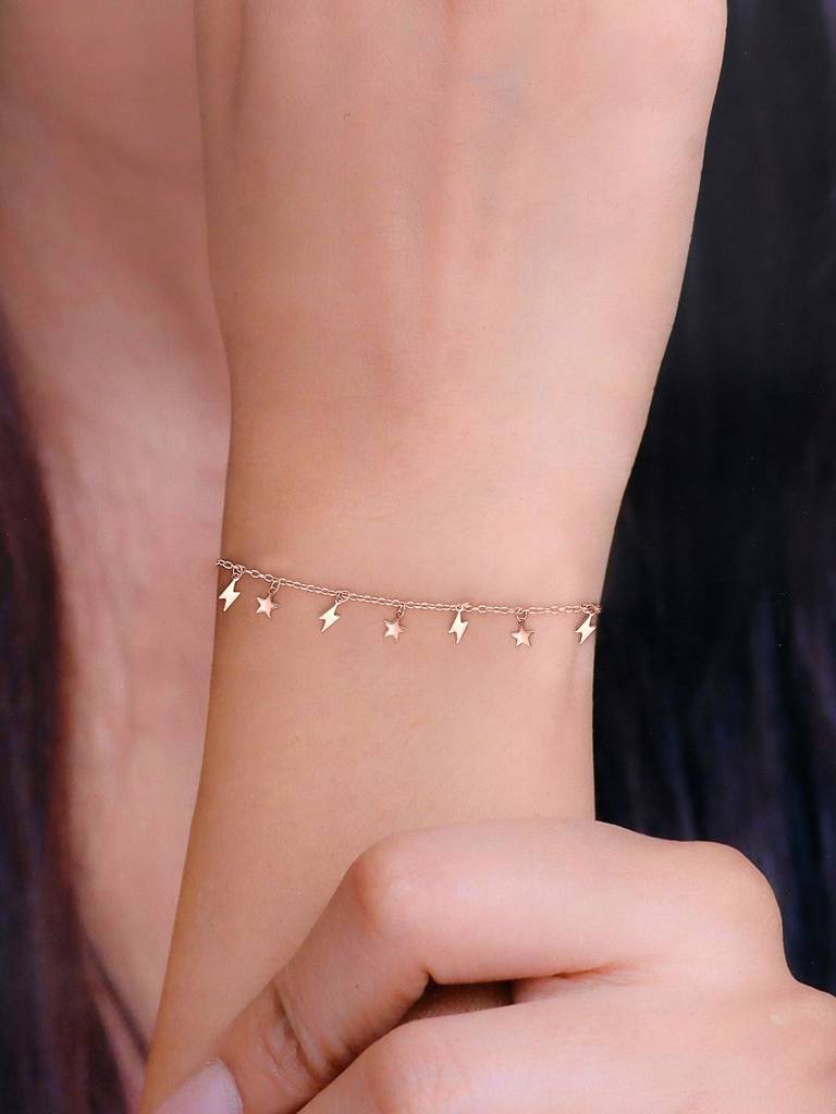 Sterling Silver Rose Gold A Lightning Of Stars Bracelet : BRCH18-RG-NA