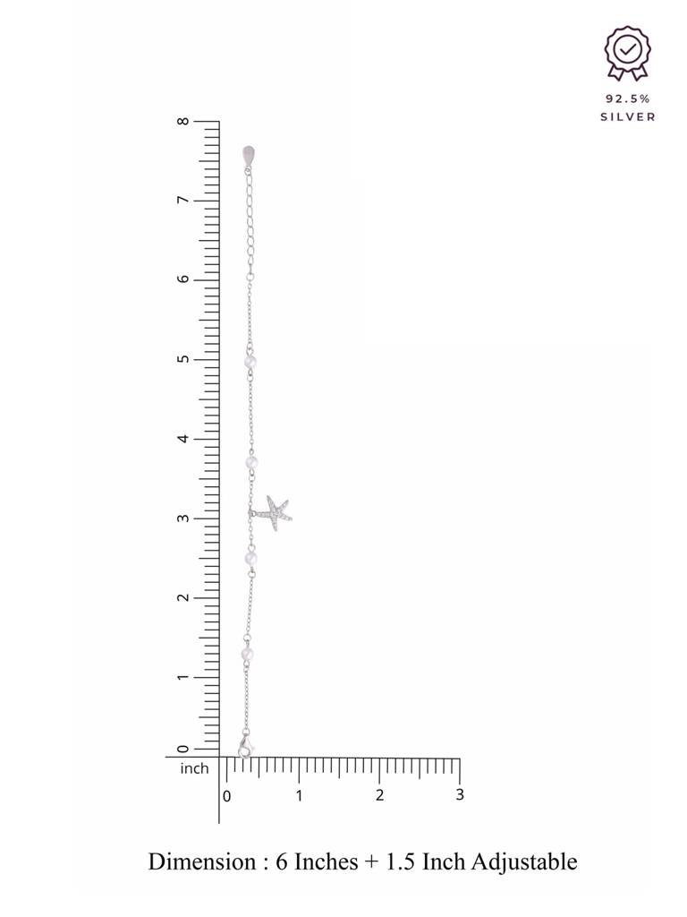 Sterling Silver Star Kissed Pearls Charm Bracelet : BRCH19-S-NA