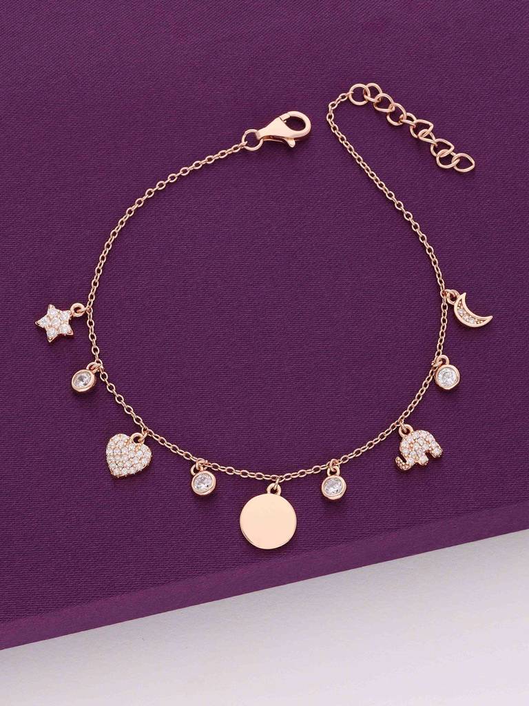 Sterling Silver Rose Gold Mesmerising Mashup Multi Charm Bracelet : BRCH27-RG-NA