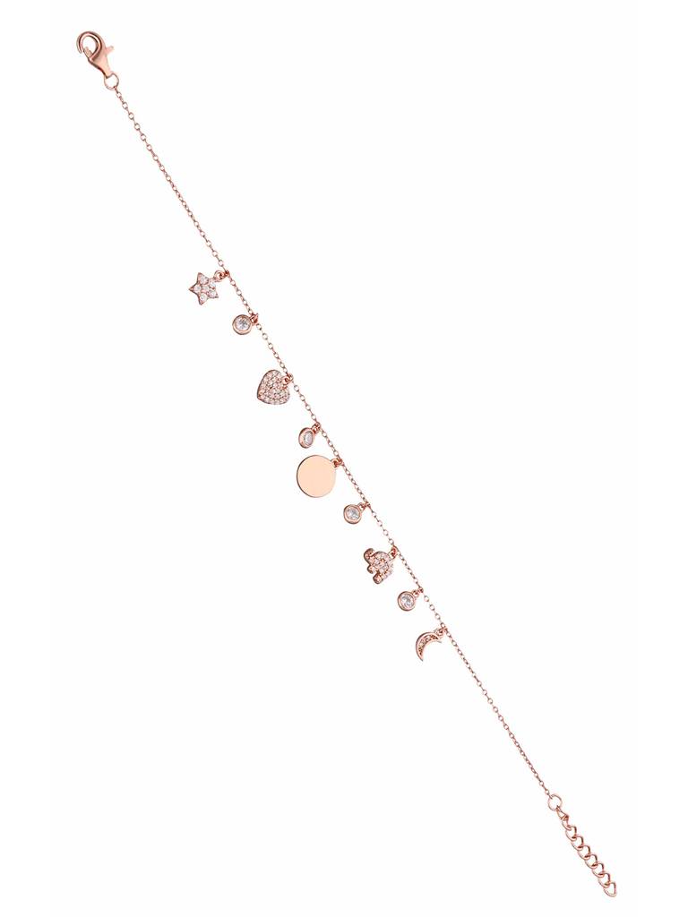 Sterling Silver Rose Gold Mesmerising Mashup Multi Charm Bracelet : BRCH27-RG-NA