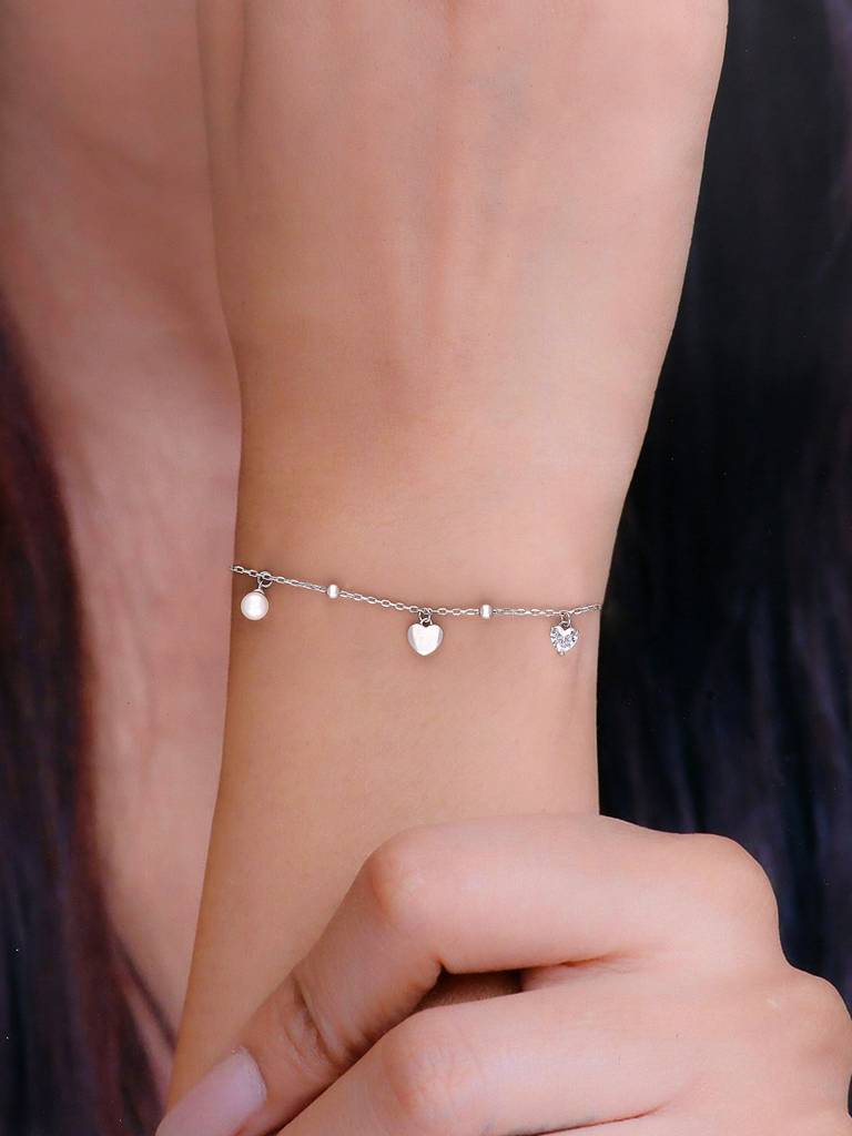 Sterling Silver Sparkling Sonata Multi Charm Bracelet : BRCH28-S-NA