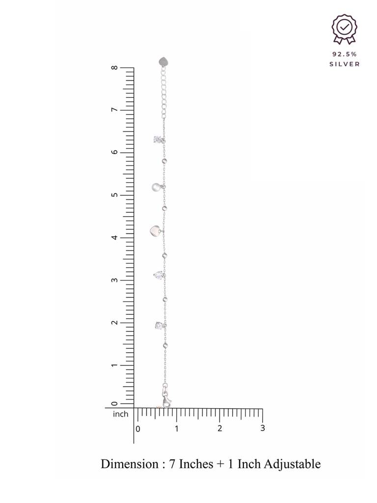 Sterling Silver Sparkling Sonata Multi Charm Bracelet : BRCH28-S-NA