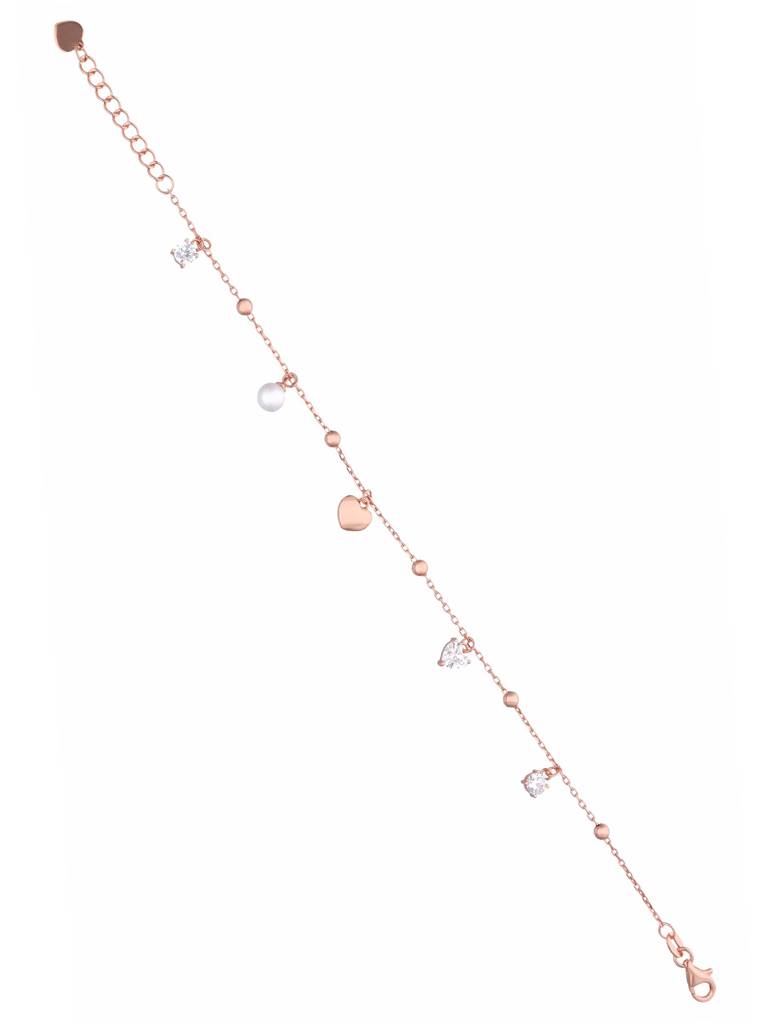 Sterling Silver Rose Gold Sparkling Sonata Multi Charm Bracelet : BRCH29-RG-NA