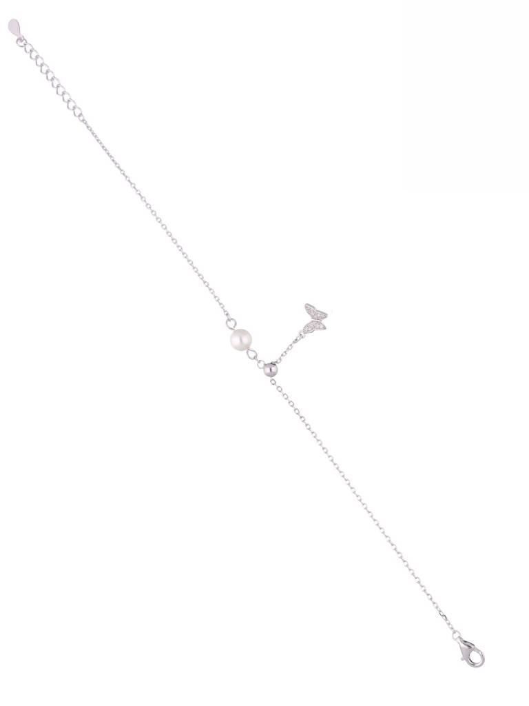 Sterling Silver Butterfly Pearl Charm Bracelet : BRCH34-S-NA