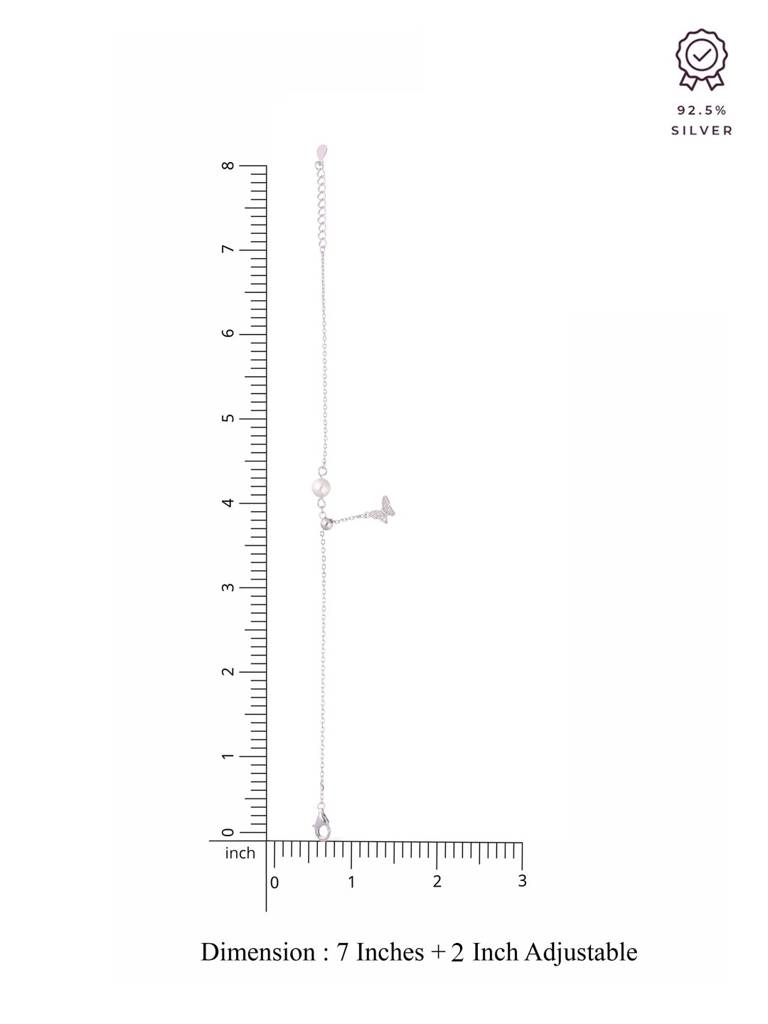 Sterling Silver Butterfly Pearl Charm Bracelet : BRCH34-S-NA