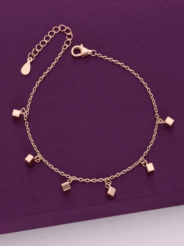 Sterling Silver Rose Gold Embedded Cubes Bracelet : BRCH36-RG-NA