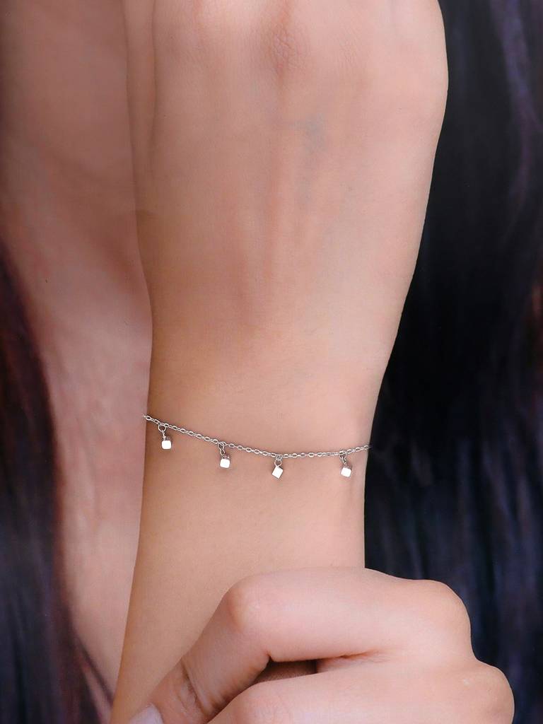 Sterling Silver Embedded Cubes Bracelet : BRCH36-S-NA