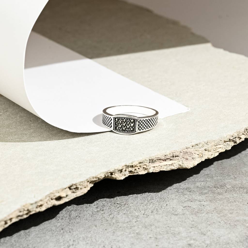 Boho Black Stone Men'S Ring : BRGR393