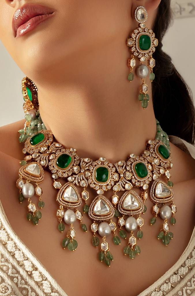 Layered Pearl Crystal Necklace – Gold Bridesmaid Jewellery For Wedding Party