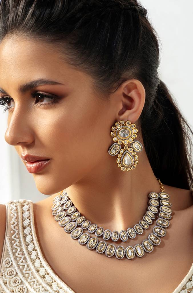 2 in 1 Polki Bridal Necklace Set