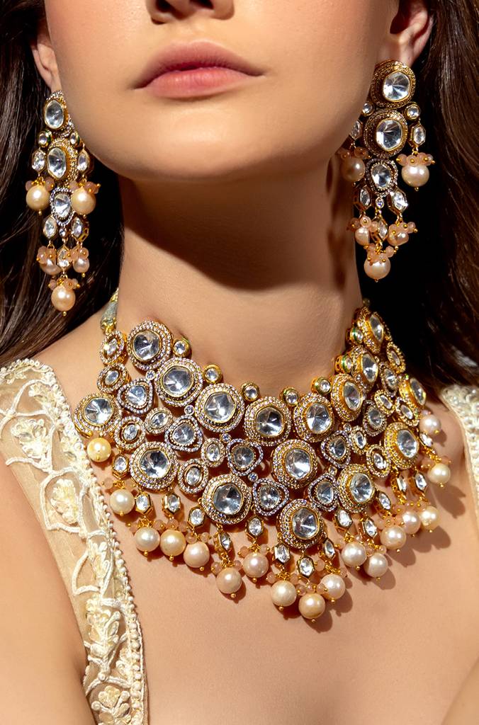 Baroque Pearl & Polki Necklace Set