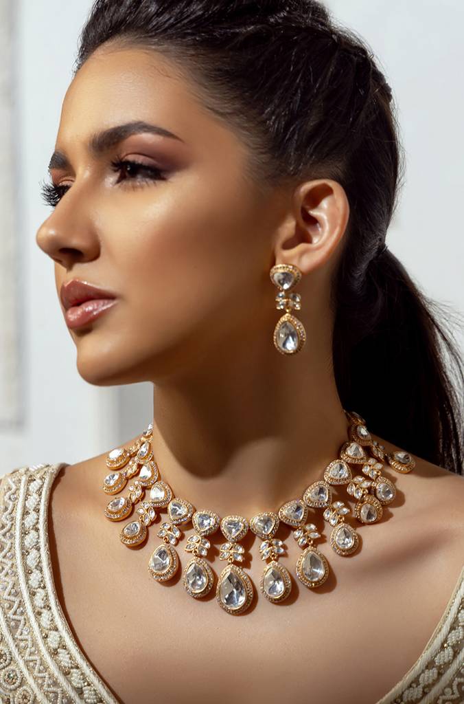 Polki Bridal Layered Necklace Set