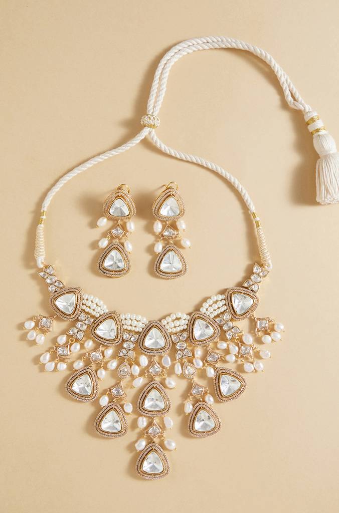 Polki & Pearl Drops Bridal Necklace Set