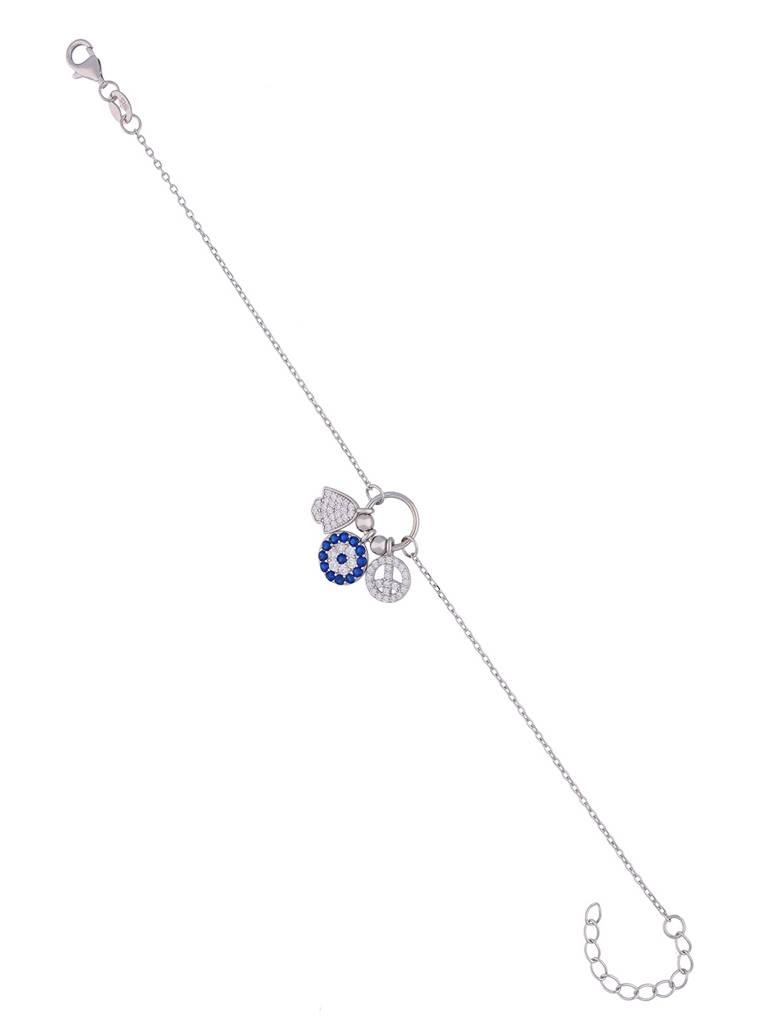 Sterling Silver Trendy Evil Eye Charm Bracelet : BRLO102-S-NA