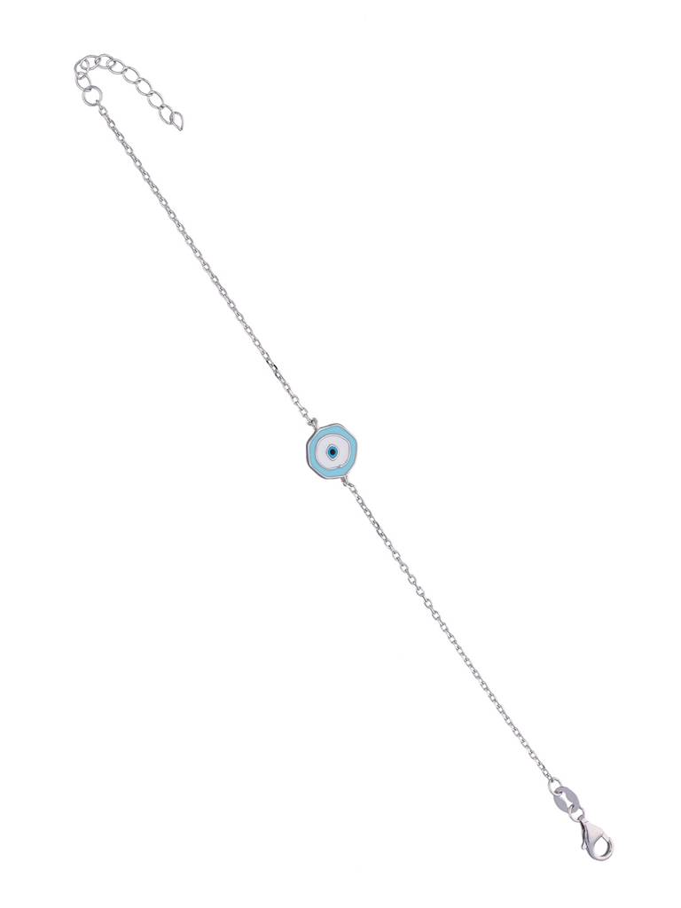 Sterling Silver Trendy Enamelled Single Evil Eye Bracelet : BRLO106-S-NA