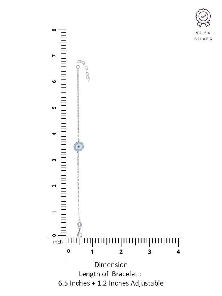 Sterling Silver Trendy Enamelled Single Evil Eye Bracelet : BRLO106-S-NA