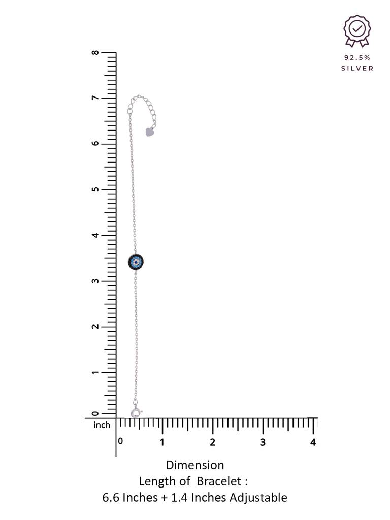 92.5 Silver Minimalistic Evil Eye Bracelet : BRLO122-S-NA