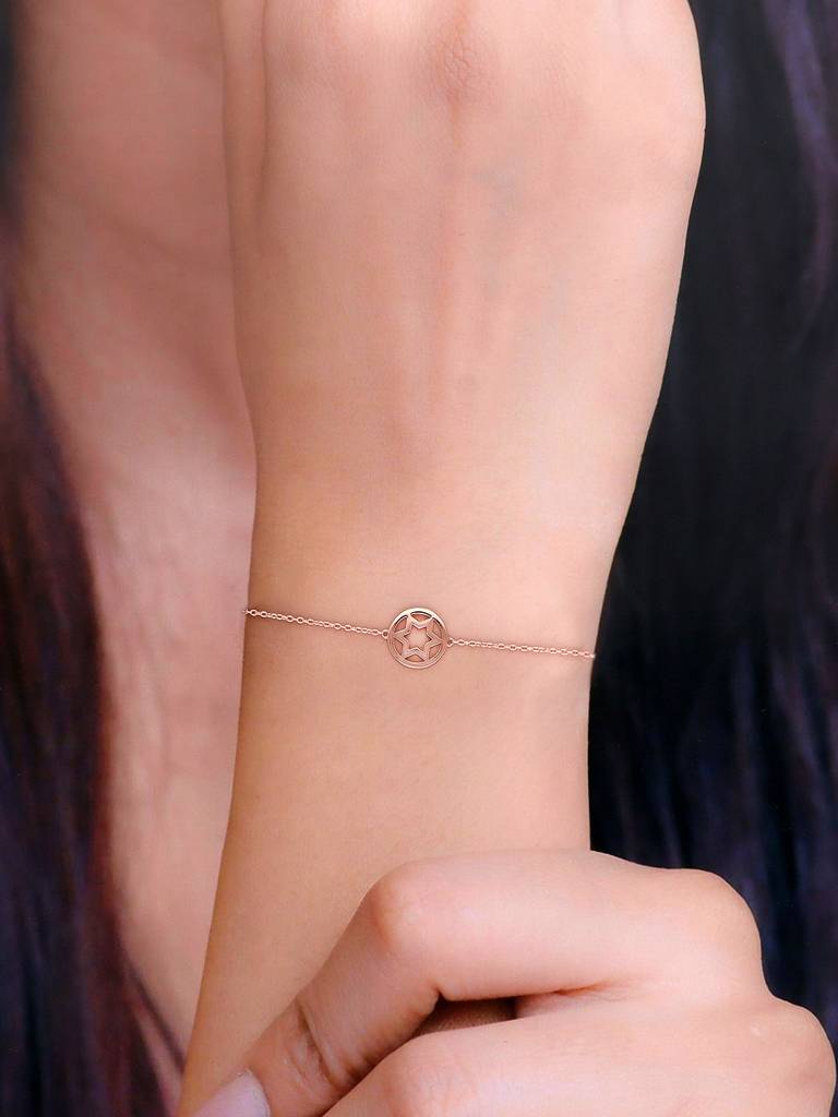 Sterling Silver Rose Gold Minimal Star Casual Bracelet : BRLO131-RG-NA